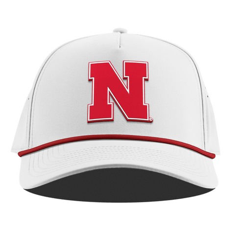 University of Nebraska "Nebraska Team Logo" Curved 5 Panel Rope White + Red Rope
