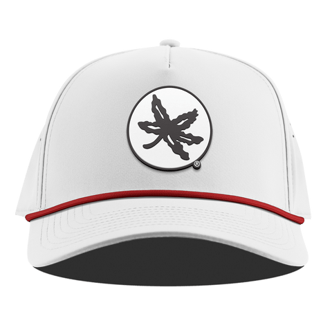 Ohio State University "OSU Buckeye Logo" Curved 5 Panel Rope White + Red Rope