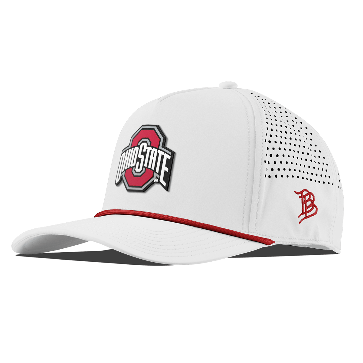 Ohio State University "Ohio State Gray Team Logo" Curved 5 Panel Rope White + Red Rope