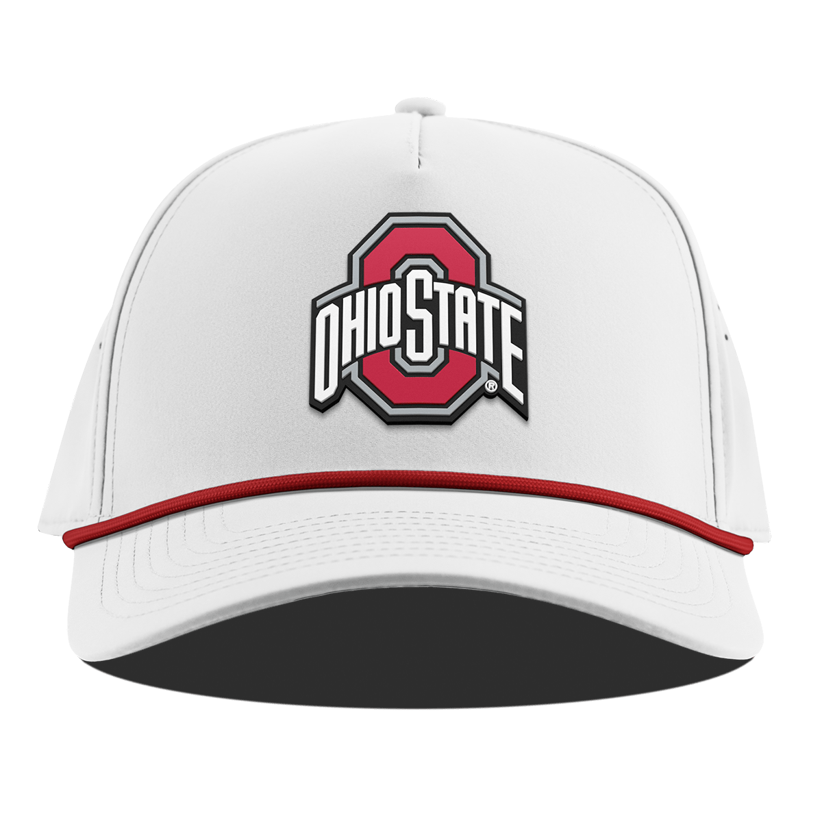 Ohio State University "Ohio State Gray Team Logo" Curved 5 Panel Rope White + Red Rope