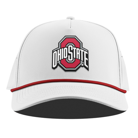 Ohio State University "Ohio State Gray Team Logo" Curved 5 Panel Rope White + Red Rope