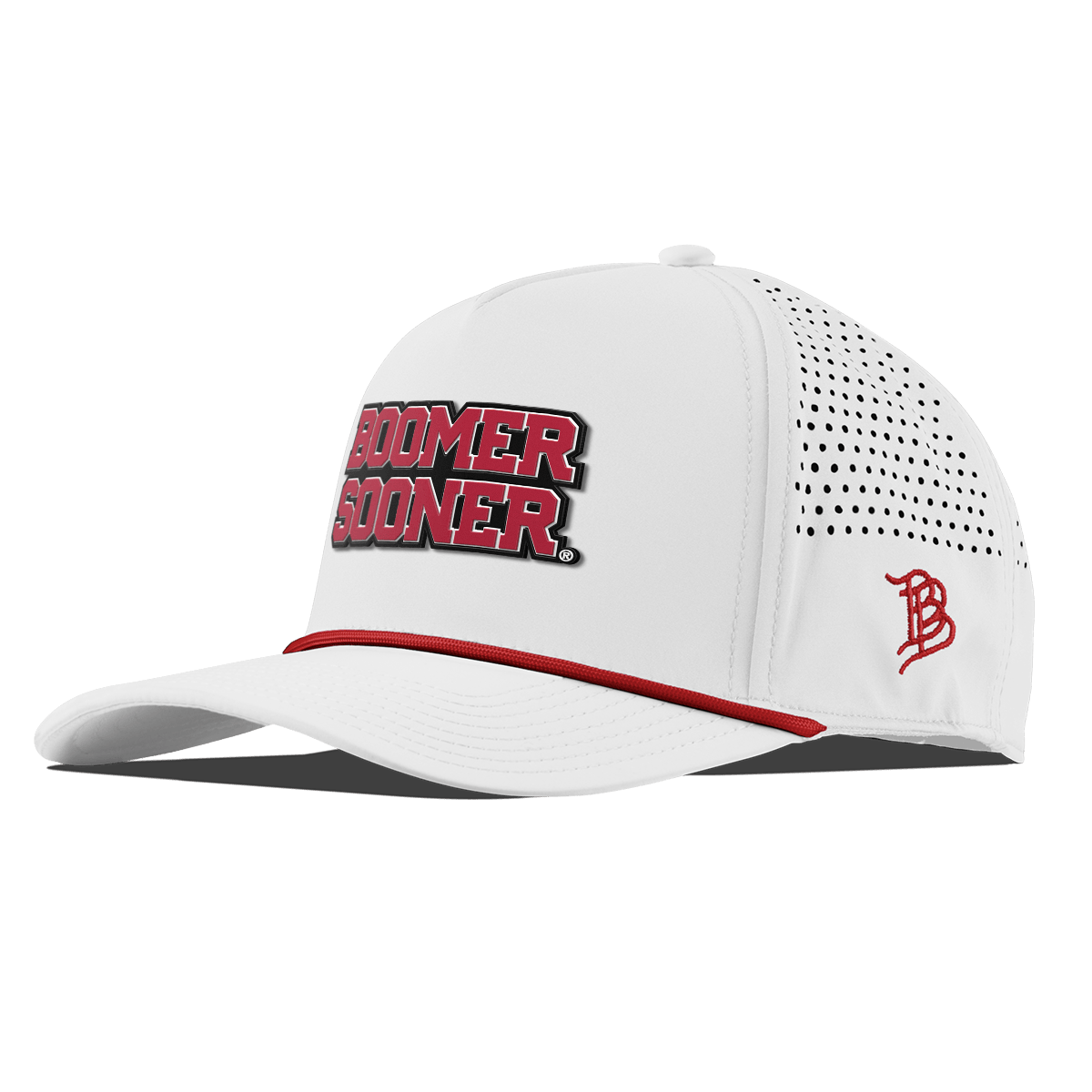 University of Oklahoma "Oklahoma Block" Curved 5 Panel Rope White + Red Rope