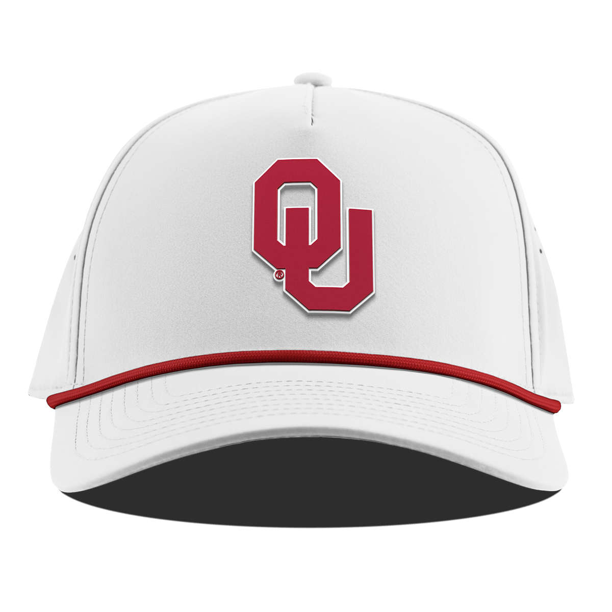 University of Oklahoma "Oklahoma Team Logo" Curved 5 Panel Rope White + Red Rope