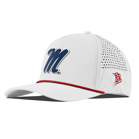 University of Mississippi "Ole Miss Block M Navy" Curved 5 Panel Rope White + Red Rope