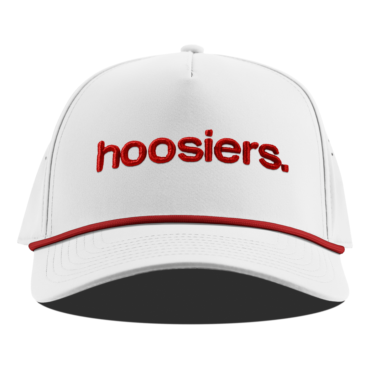 Indiana University "hoosiers." Curved 5 Panel Rope White + Red Rope