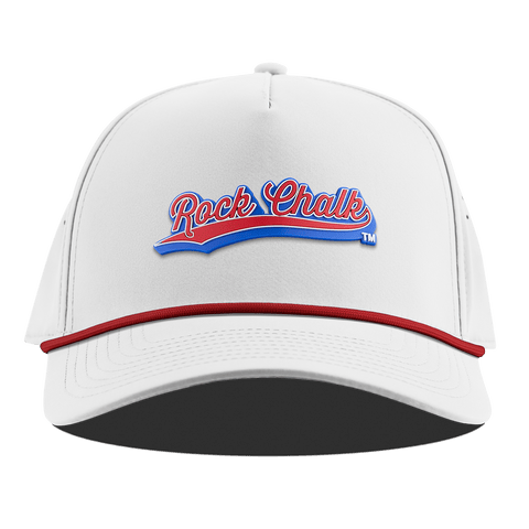 University of Kansas KU "Rock Chalk Red and Blue Script" Curved 5 Panel Rope