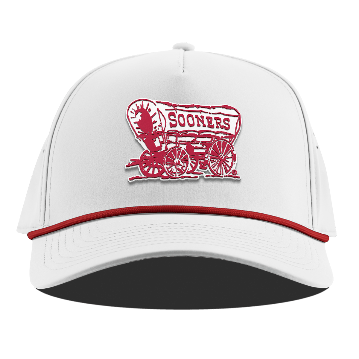 University of Oklahoma "Sooner Schooner" Curved 5 Panel Rope White + Red Rope