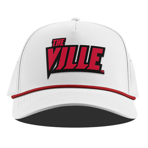 University of Louisville "The Ville Block" Curved 5 Panel Rope White + Red Rope