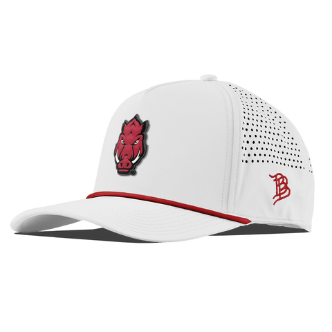 University of Arkansas "Tusk" Curved 5 Panel Rope White + Red Rope
