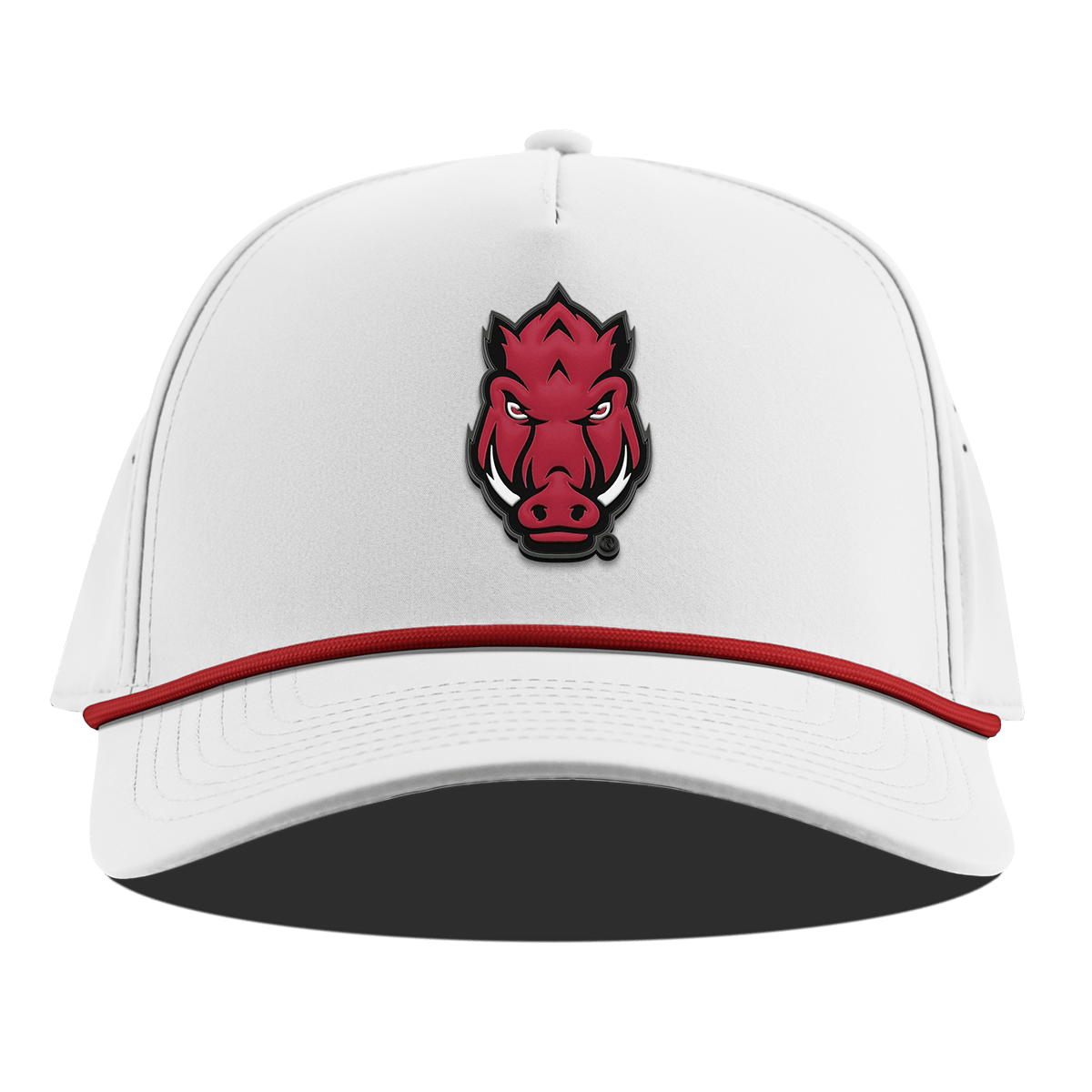 University of Arkansas "Tusk" Curved 5 Panel Rope White + Red Rope