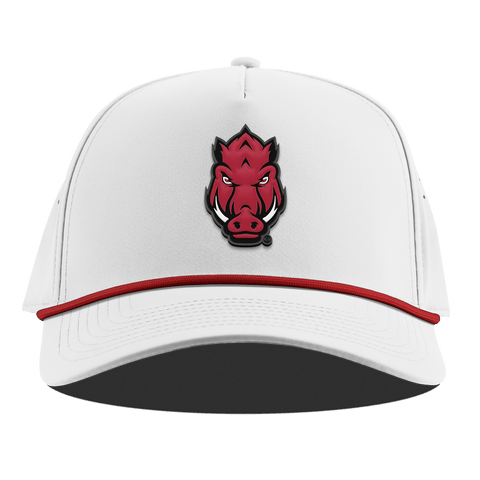 University of Arkansas "Tusk" Curved 5 Panel Rope White + Red Rope