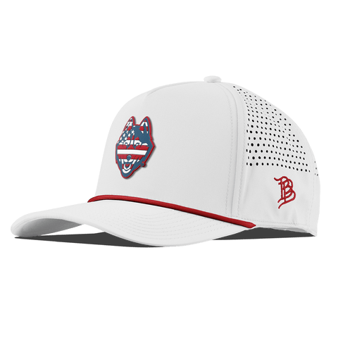University of Connecticut "UConn Stars & Stripes" Curved 5 Panel Rope White + Red Rope