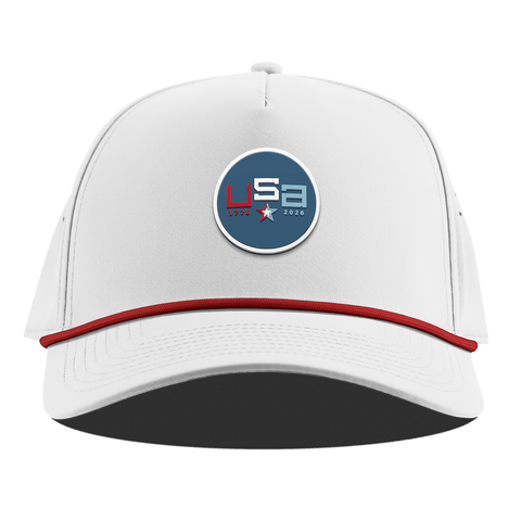USA 250 Curved 5 Panel Rope White + Red Rope