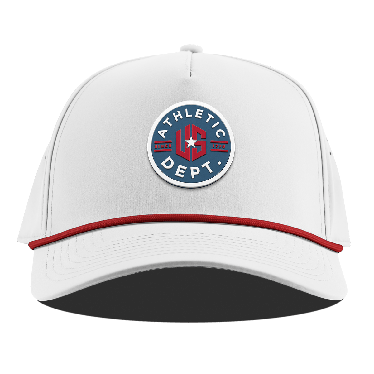 US Athletic Curved 5 Panel Rope White + Red Rope