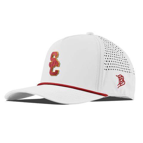 University of Southern California "USC Stacked" Curved 5 Panel Rope White + Red Rope