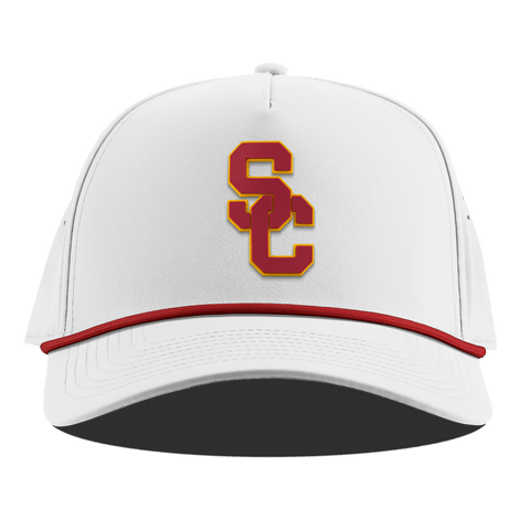 University of Southern California "USC Stacked" Curved 5 Panel Rope White + Red Rope