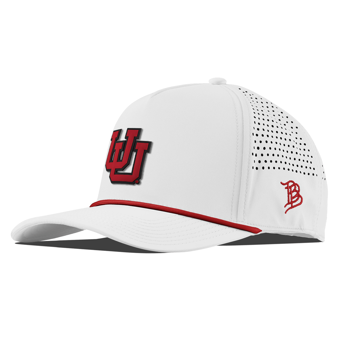 University of Utah "Utah Block" Curved 5 Panel Rope White + Red Rope