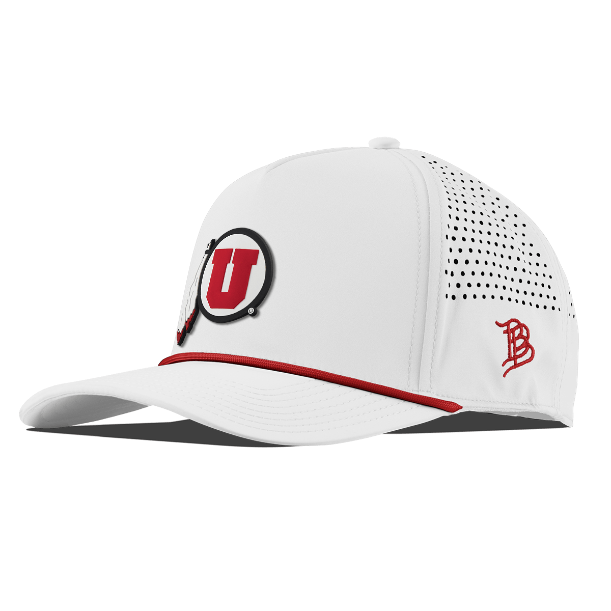 University of Utah "Utah Team Logo" Curved 5 Panel Rope White + Red Rope