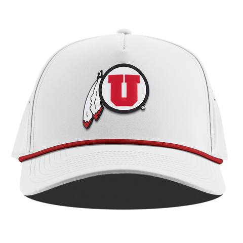 University of Utah "Utah Team Logo" Curved 5 Panel Rope White + Red Rope