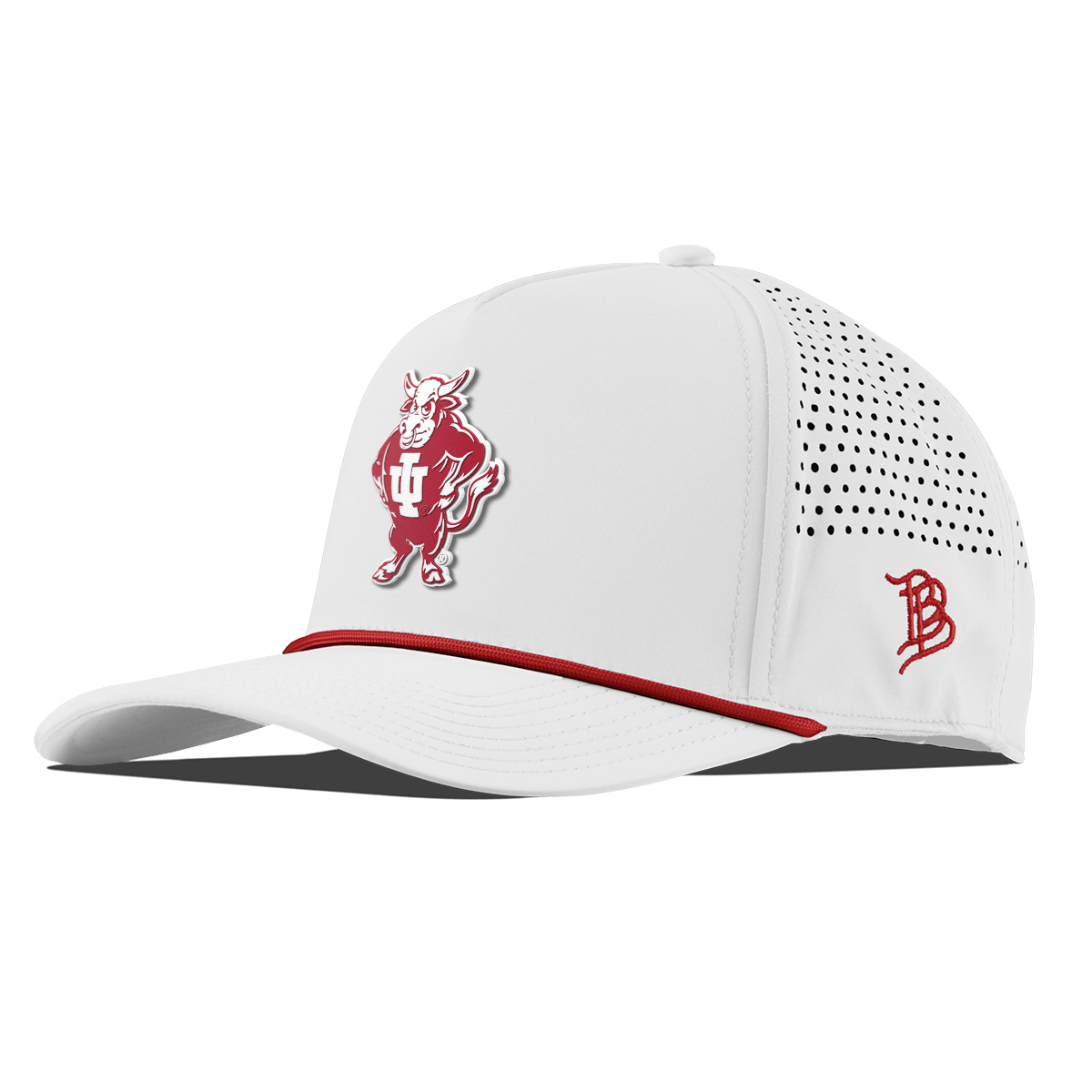 Indiana University "Vintage Bison" Curved 5 Panel Rope White + Red Rope