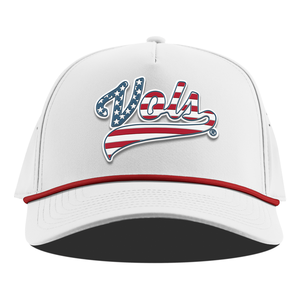 University of Tennessee "Vols Stars & Stripes" Curved 5 Panel Rope White + Red Rope
