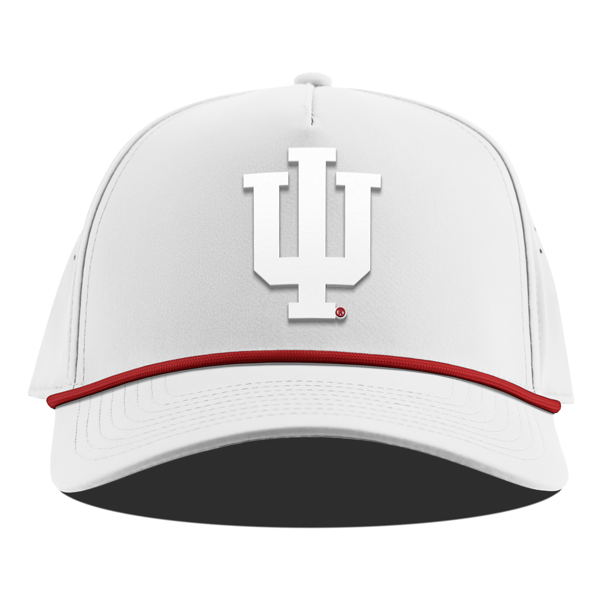 Indiana University "Whiteout Indiana Team Logo" Curved 5 Panel Rope White + Red Rope