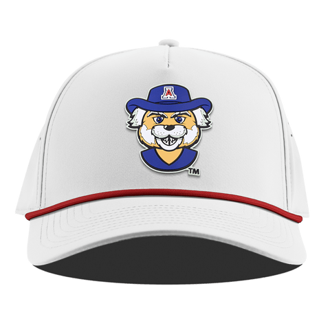 University of Arizona "Wilbur The Wildcat" Curved 5 Panel Rope White + Red Rope