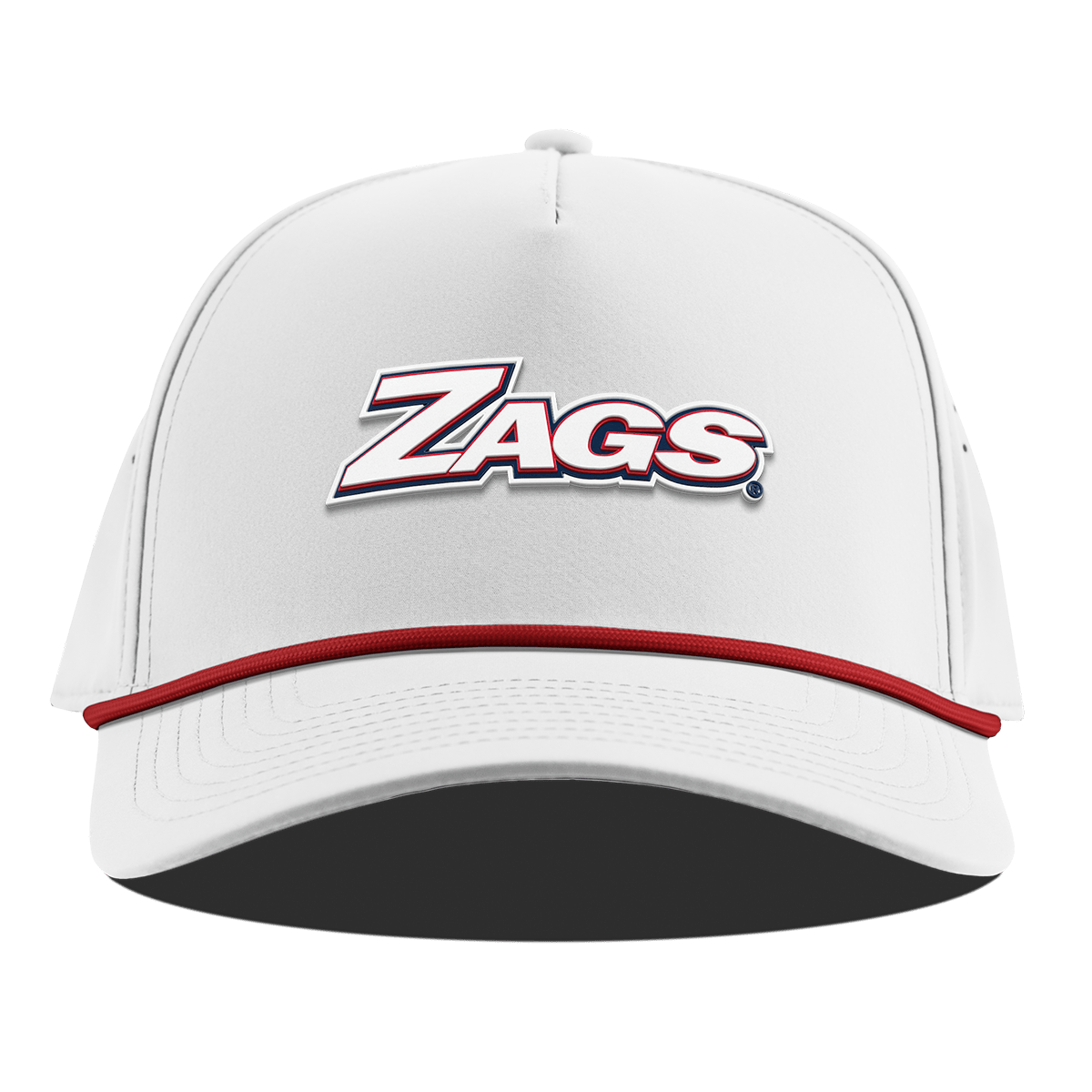 Gonzaga University "Zags Block" Curved 5 Panel Rope White + Red Rope