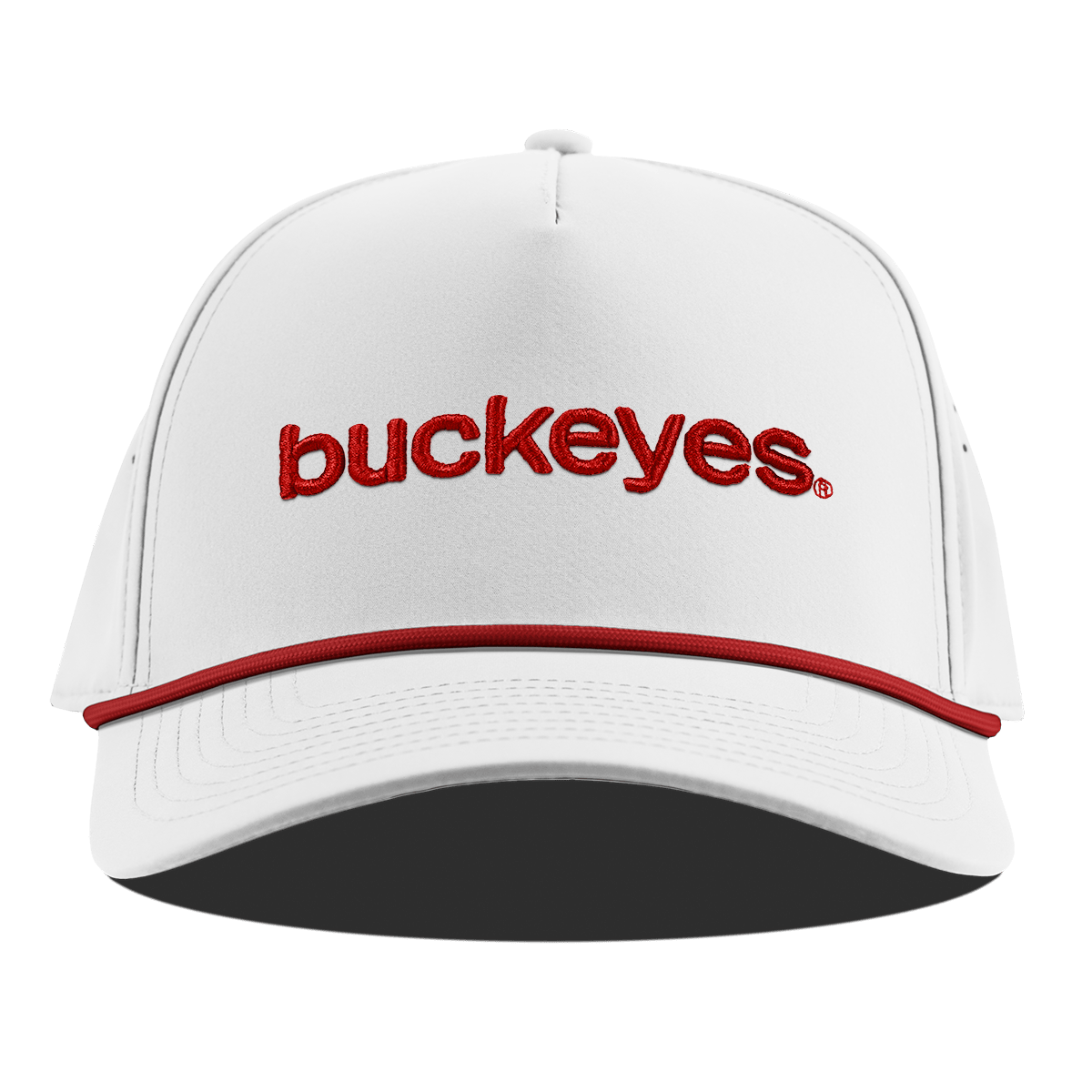 Ohio State University "buckeyes." Curved 5 Panel Rope White + Red Rope