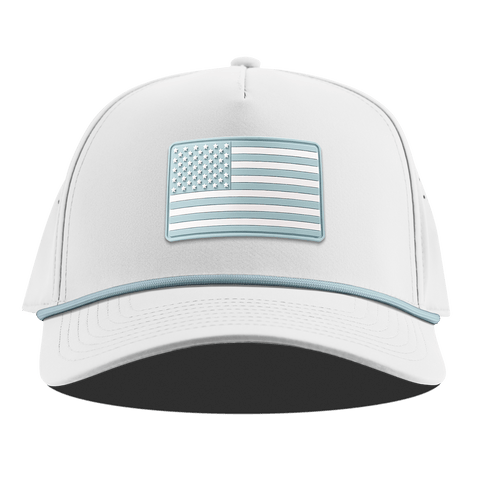 Heritage Old Glory Curved 5 Panel Rope White + Sky Blue Rope