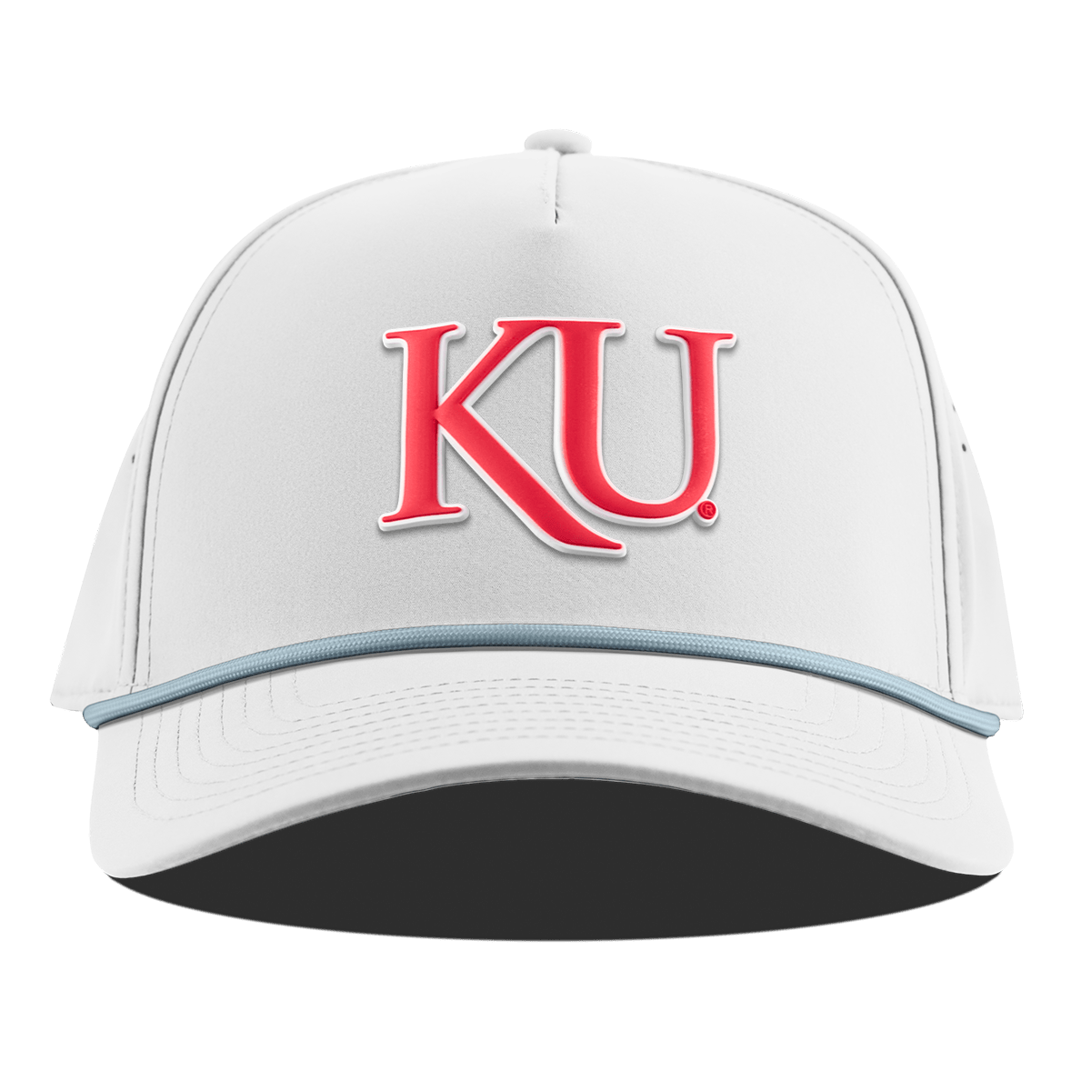 University of Kansas "KU Block" Curved 5 Panel Rope White + Sky Blue Rope