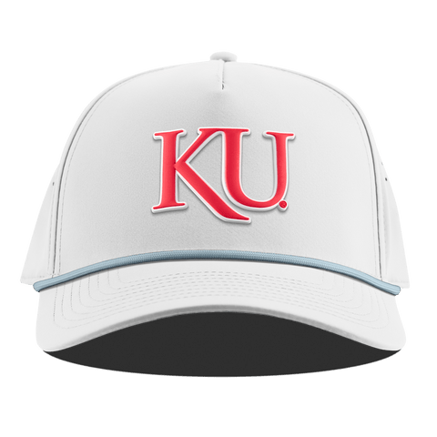 University of Kansas "KU Block" Curved 5 Panel Rope White + Sky Blue Rope