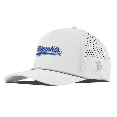 University of Memphis "Memphis Script" Curved 5 Panel Rope White + Sky Blue Rope