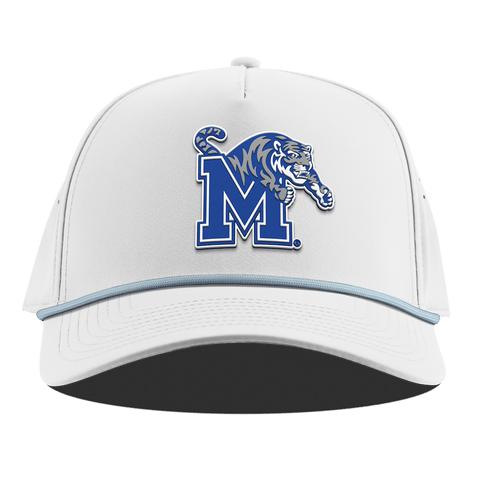 University of Memphis "Memphis Team Logo" Curved 5 Panel Rope White + Sky Blue Rope