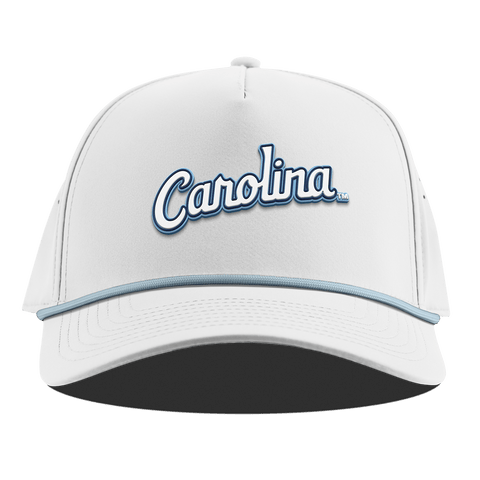 University of North Carolina "North Carolina Script" Curved 5 Panel Rope White + Sky Blue Rope