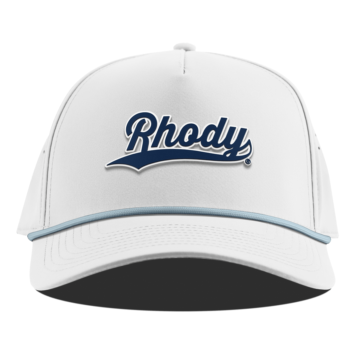 University of Rhode Island "Rhody Script" Curved 5 Panel Rope White + Sky Blue