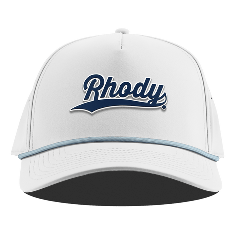 University of Rhode Island "Rhody Script" Curved 5 Panel Rope White + Sky Blue
