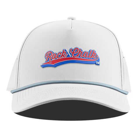 University of Kansas KU "Rock Chalk Red and Blue Script" Curved 5 Panel Rope