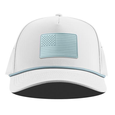 Contrast Old Glory Curved 5 Panel Rope White + Sky Blue Rope
