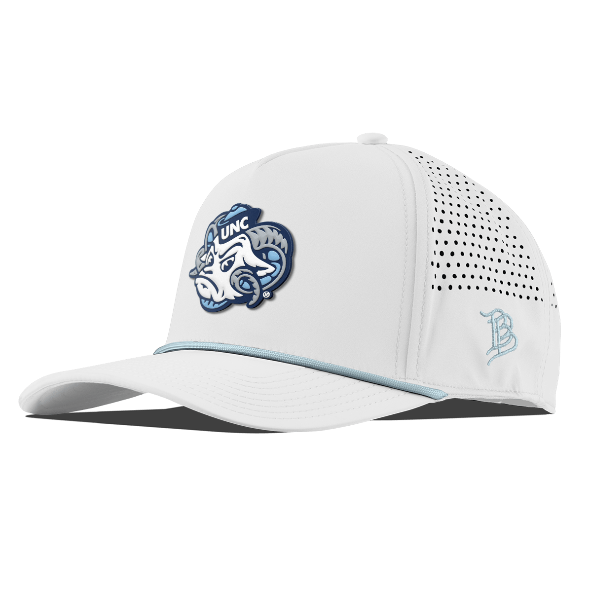 University of North Carolina "UNC Rameses" Curved 5 Panel Rope White + Sky Blue Rope