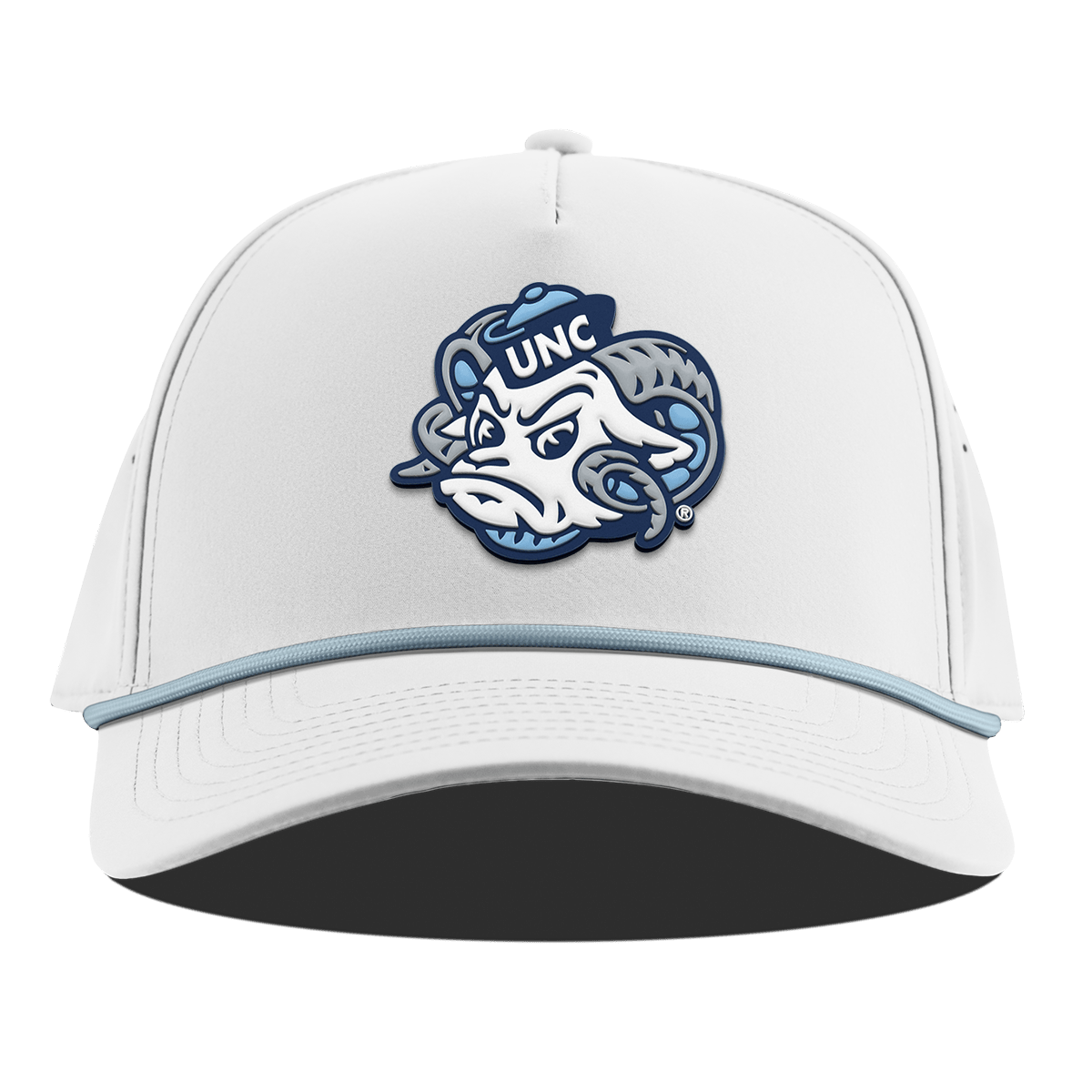 University of North Carolina "UNC Rameses" Curved 5 Panel Rope White + Sky Blue Rope