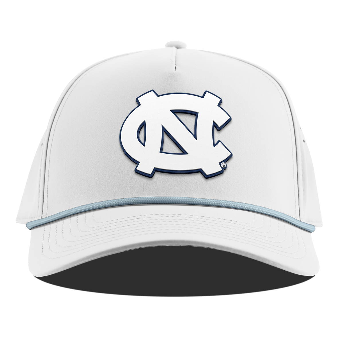 University of North Carolina "UNC Team Logo White" Curved 5 Panel Rope White + Sky Blue Rope