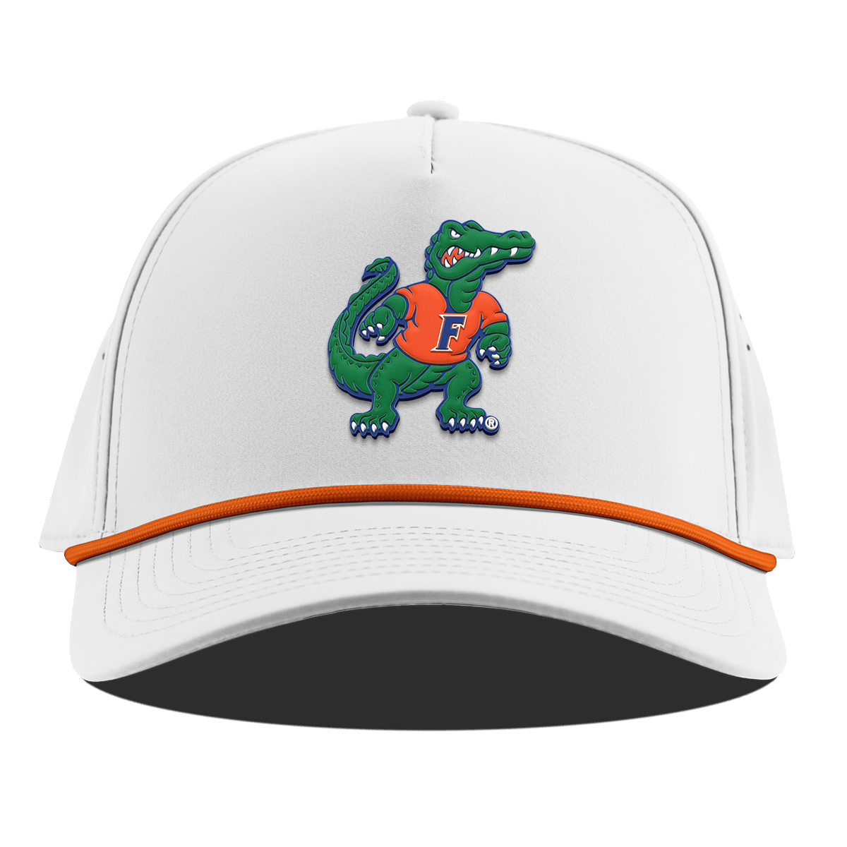 University of Florida "Albert The Gator" Curved 5 Panel Rope White + Tangerine Rope