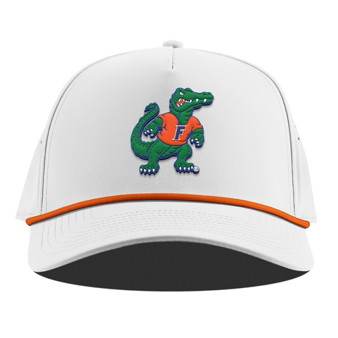 University of Florida "Albert The Gator" Curved 5 Panel Rope White + Tangerine Rope