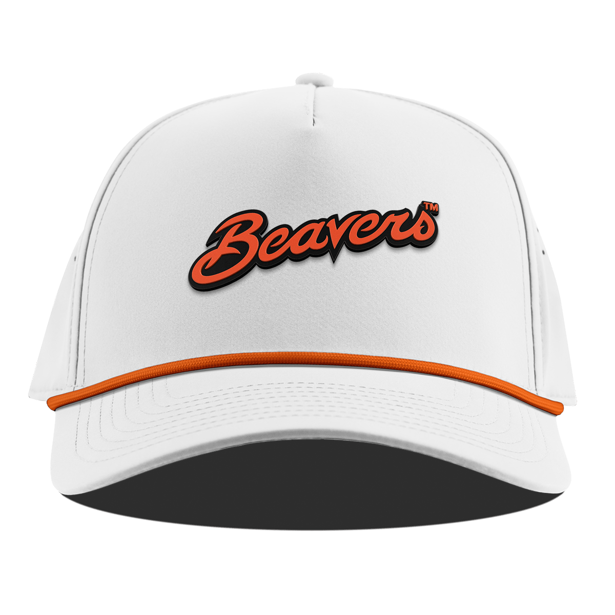 Oregon State University "Beavers Script" Curved 5 Panel Rope White + Tangerine Rope