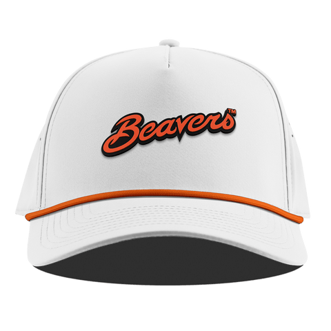 Oregon State University "Beavers Script" Curved 5 Panel Rope White + Tangerine Rope