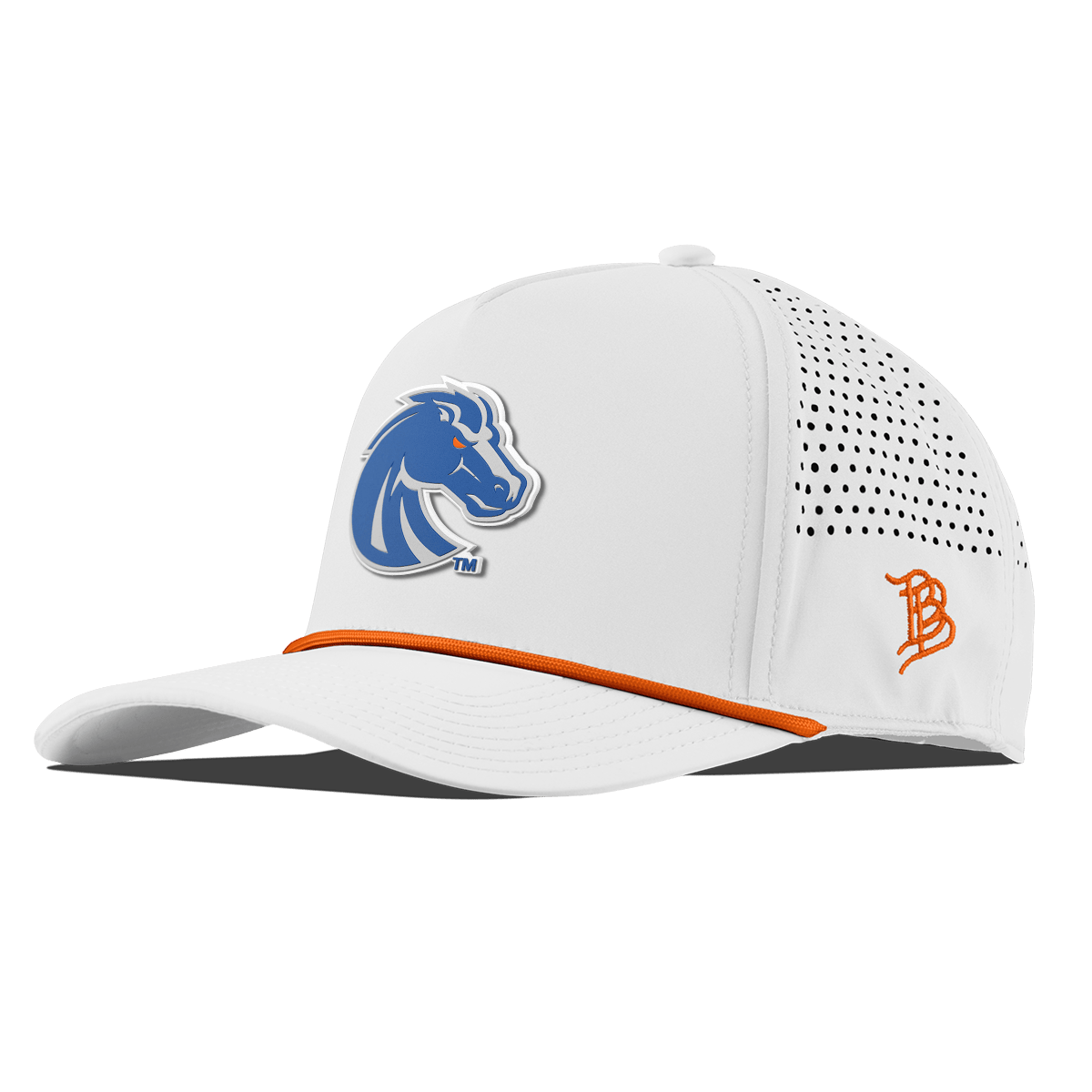 Boise State University "Boise State Broncos Gray" Curved 5 Panel Rope White + Tangerine Rope