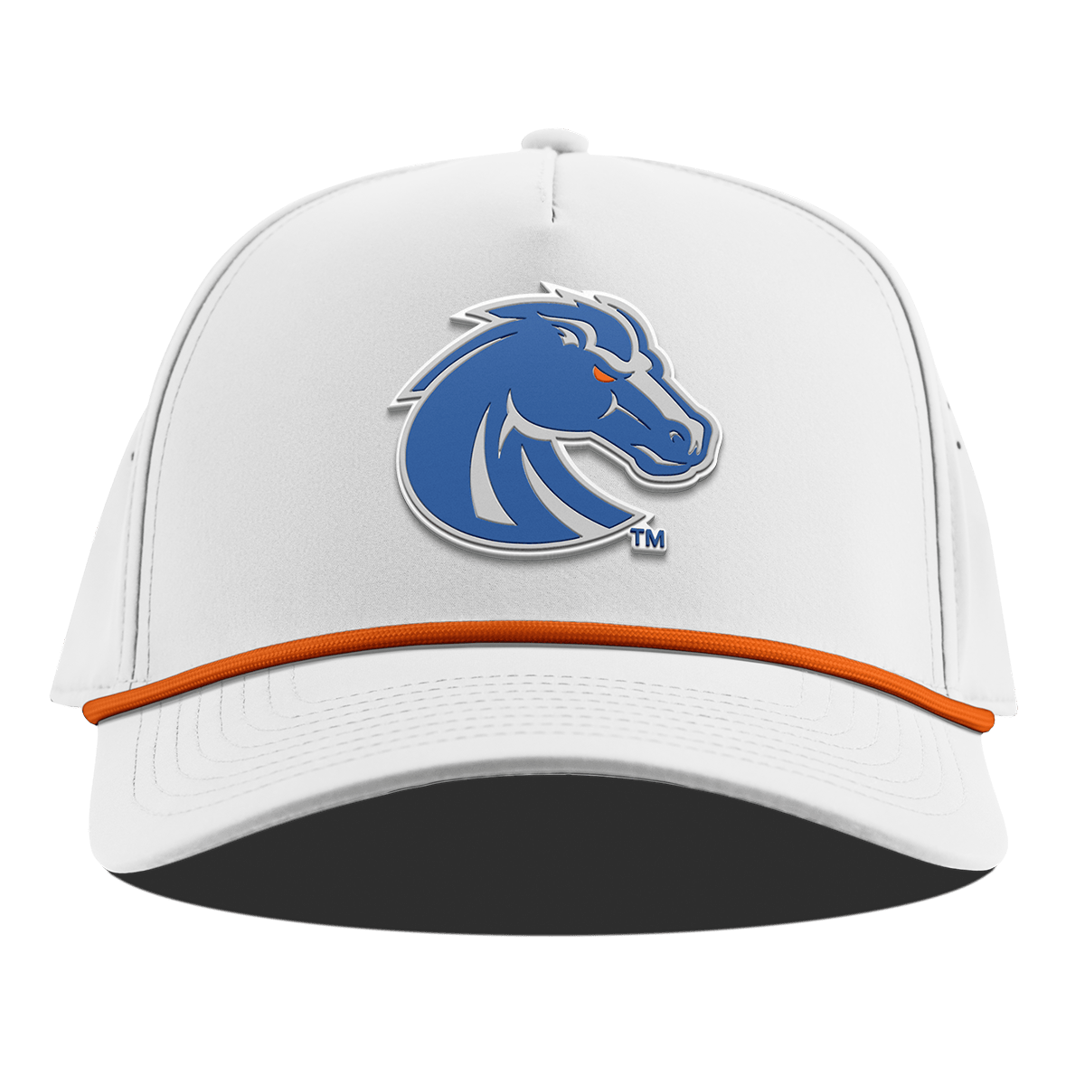 Boise State University "Boise State Broncos Gray" Curved 5 Panel Rope White + Tangerine Rope