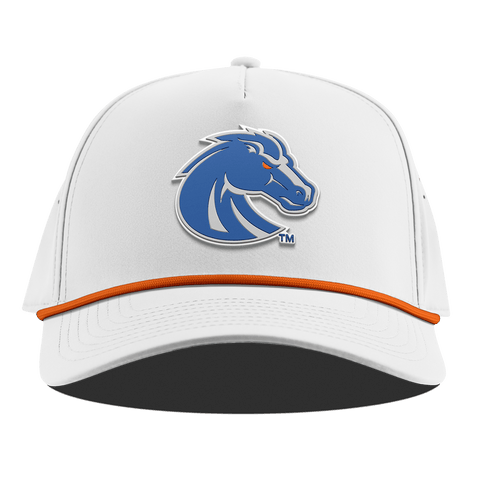 Boise State University "Boise State Broncos Gray" Curved 5 Panel Rope White + Tangerine Rope