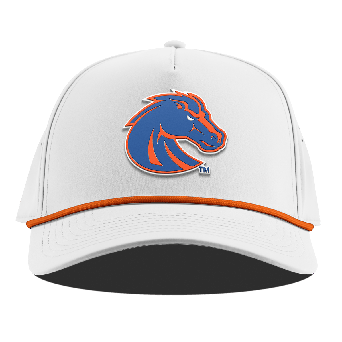 Boise State University "Boise State Broncos Orange" Curved 5 Panel Rope White + Tangerine Rope